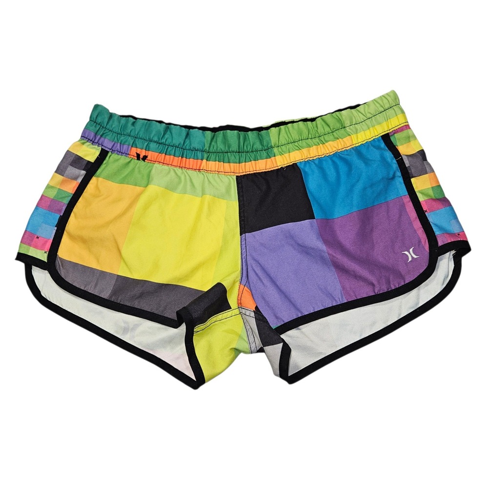 Hurley Y2K Patchwork Colorblock Board Shorts Swim Trunks Multi Sz L